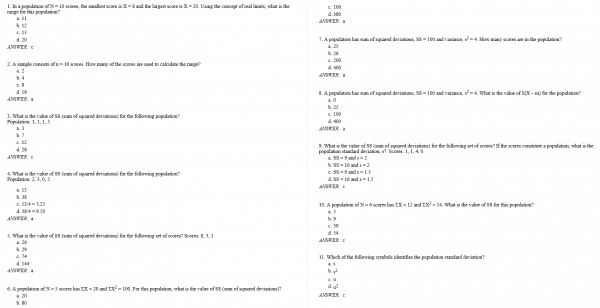 statistics 10e test bank sample